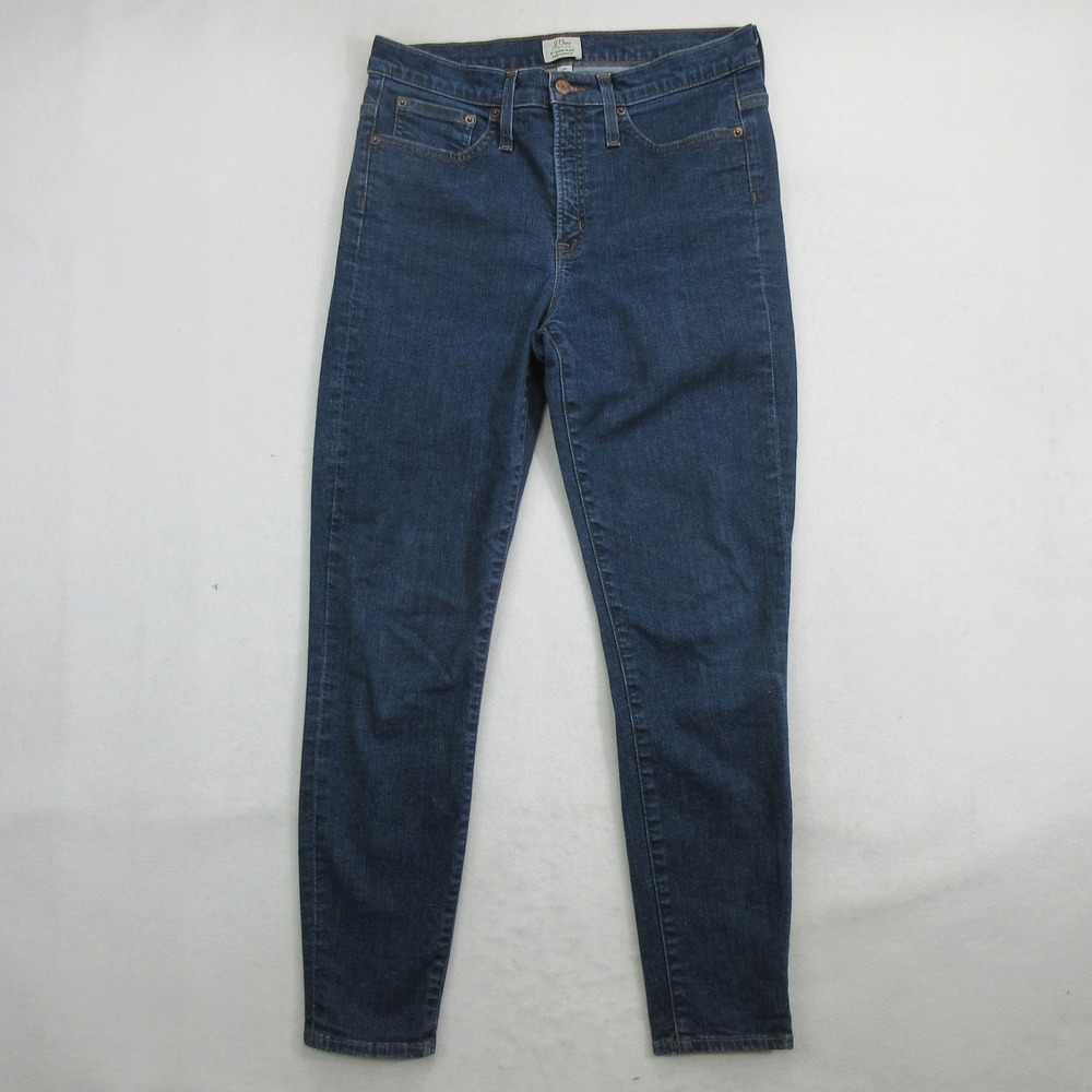 J.Crew Women's Jeans 30 9" High-Rise Toothpick Skinny Dark Wash Stretch Blue